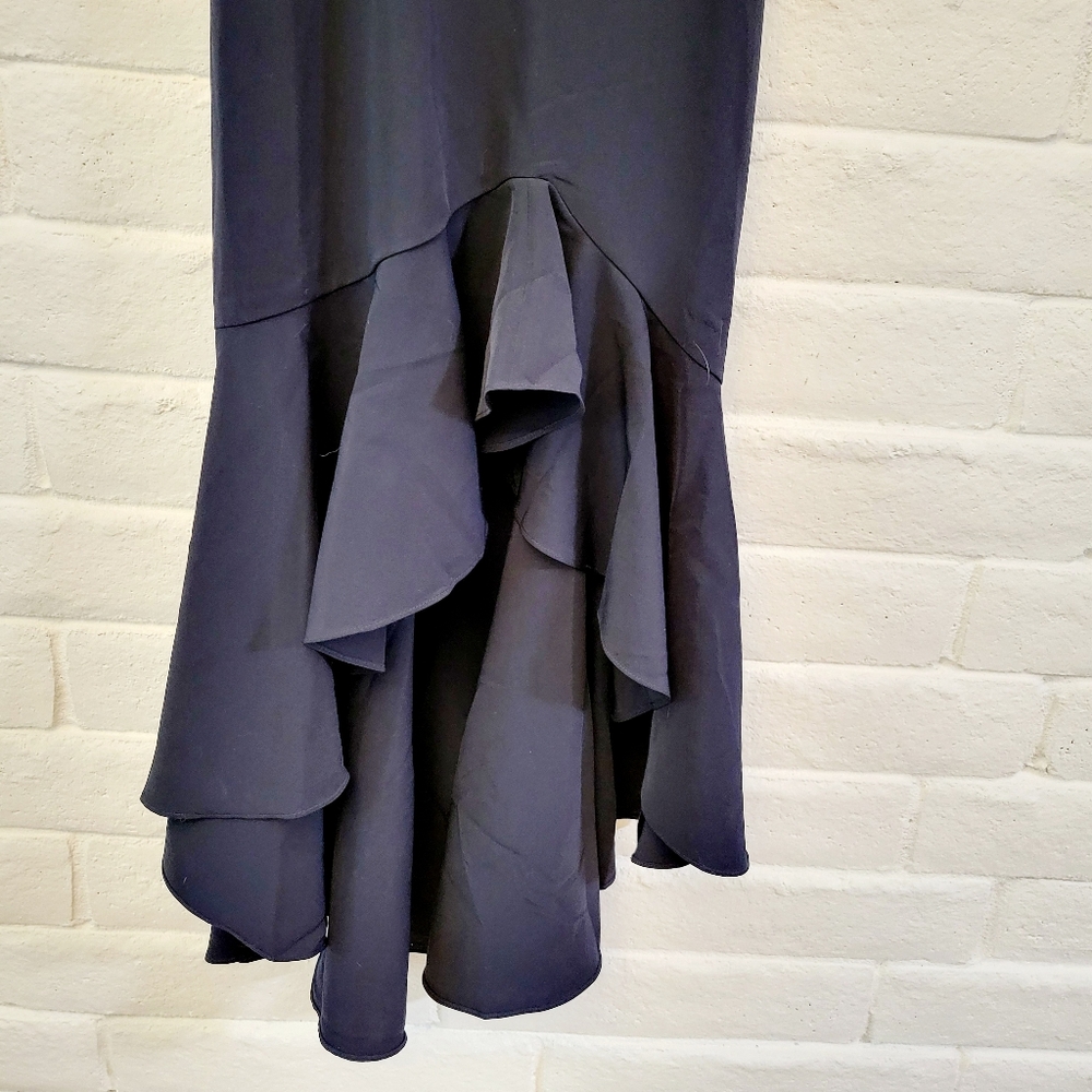 NWT Alexia Admor Navy Size 2 Flutter Hem Midi Dress with Embellished Straps - Picture 7 of 15